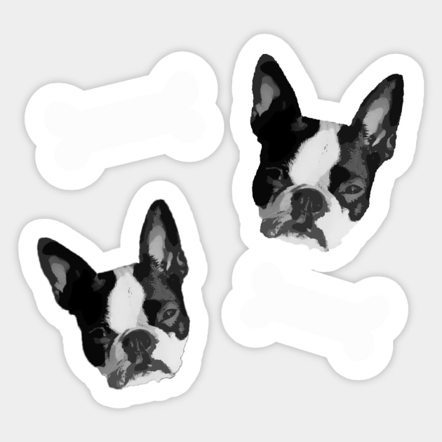 Black and White Boston Terrier Gifts Sticker by 3QuartersToday